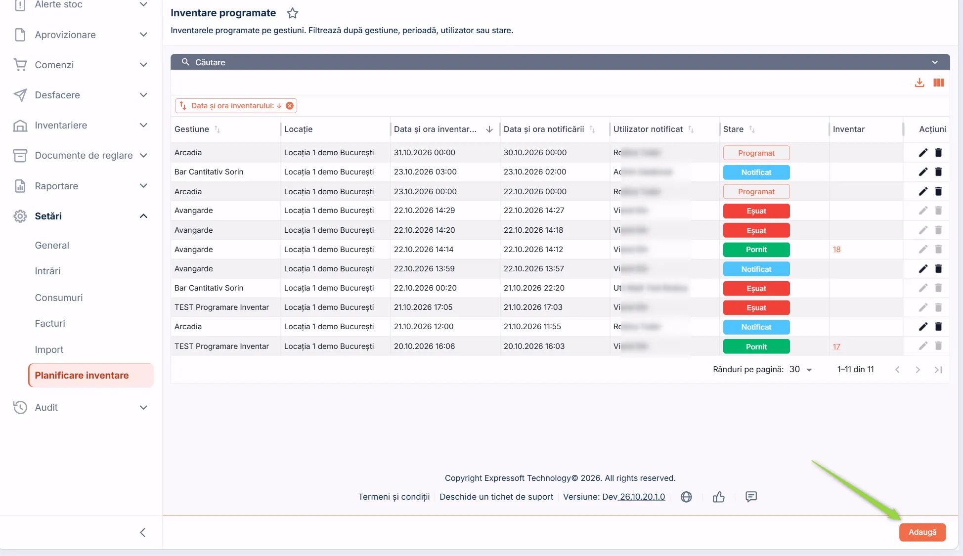 Adaugă o programare a unui inventar Adaugă o programare a unui inventar