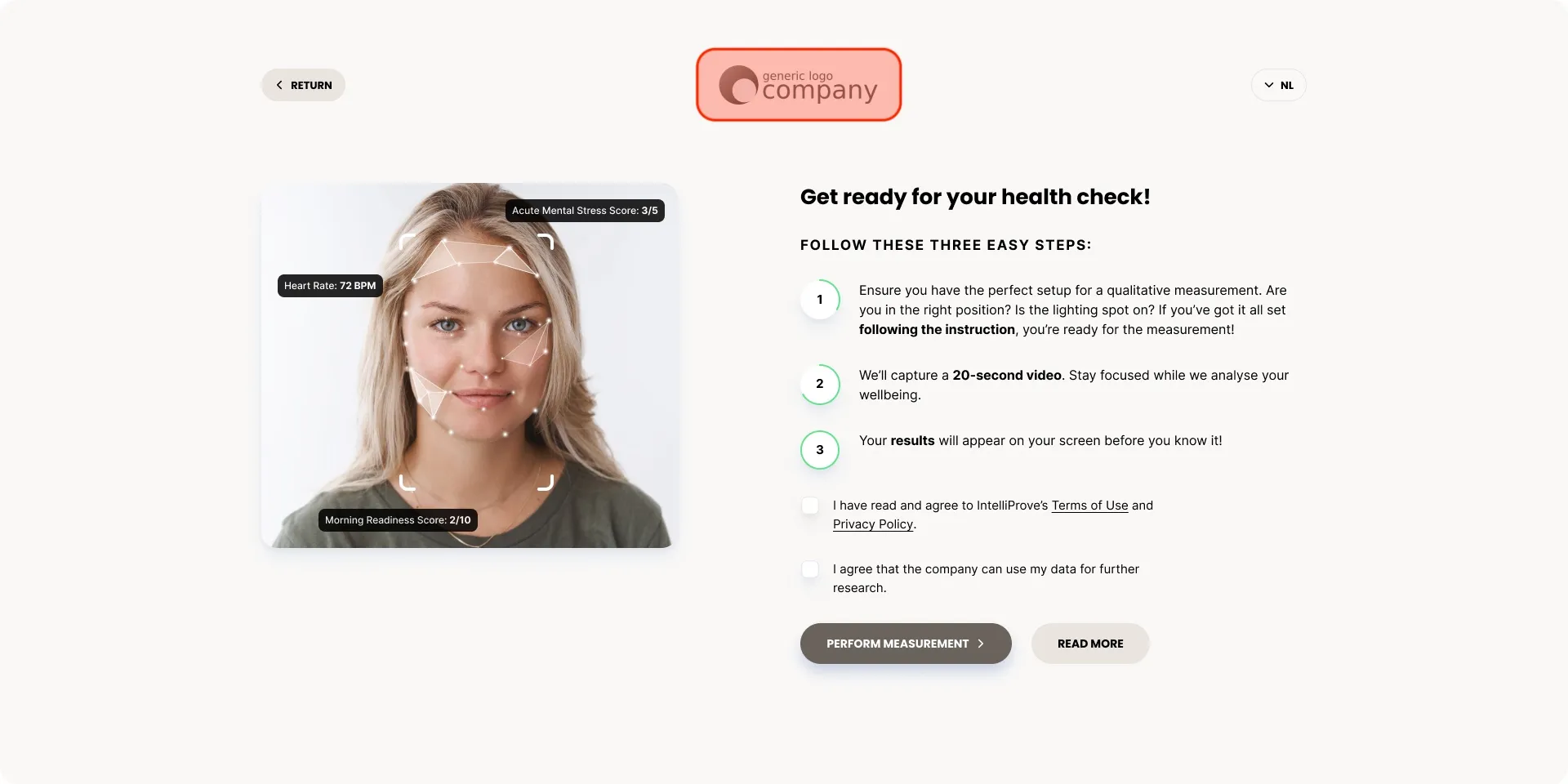 Information and consent screen preview