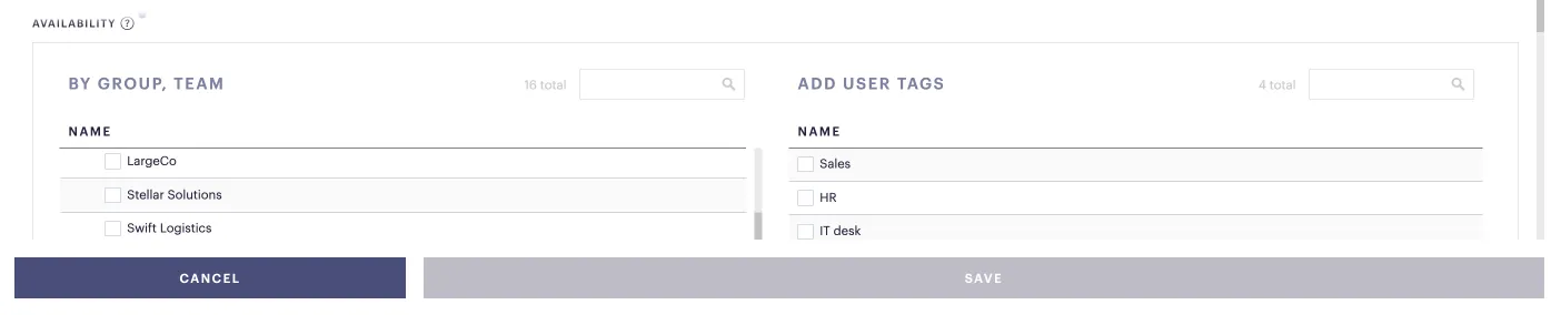 Availability section within content 