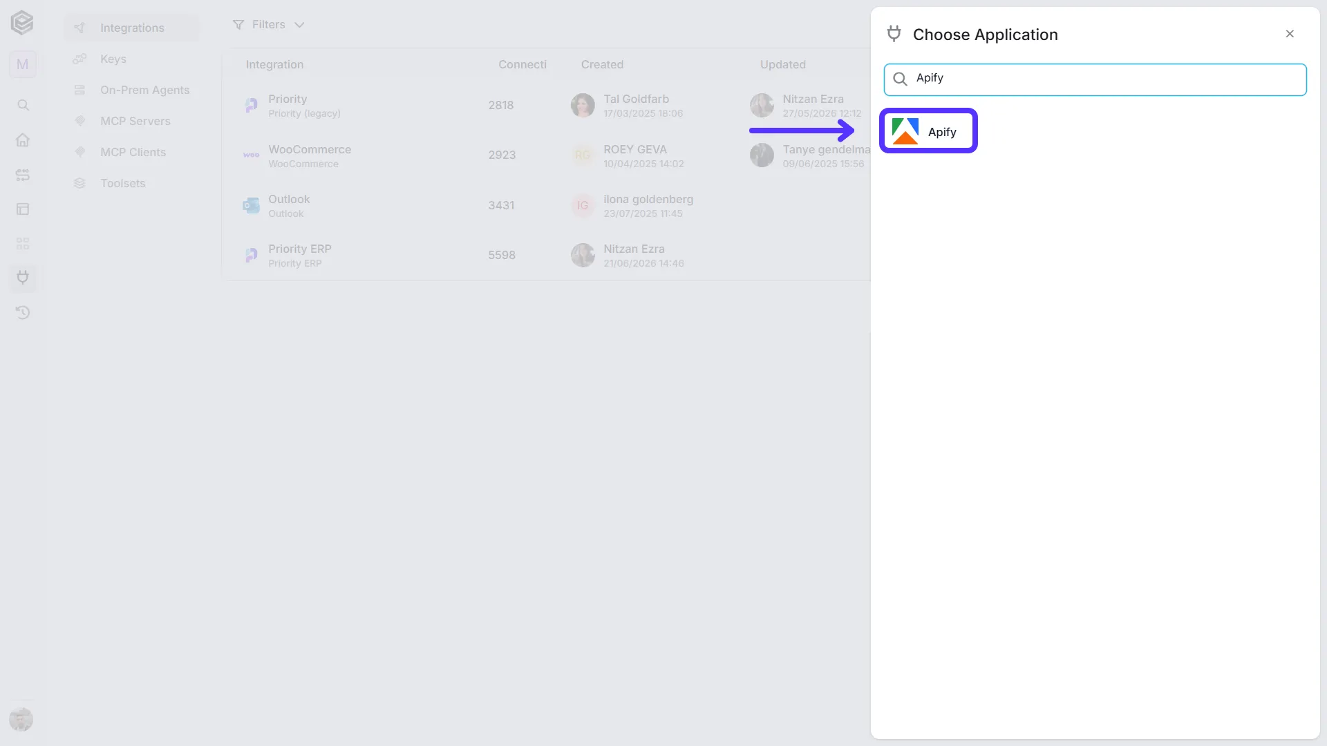 Apify — Choose Application Apify — Choose Application