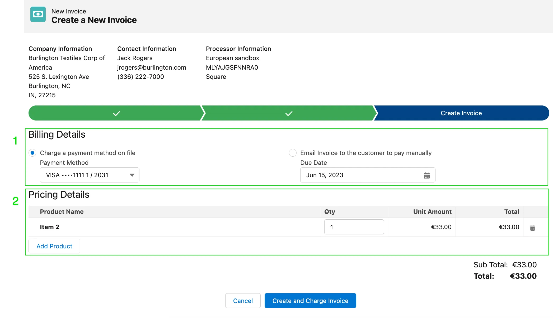 Create Invoice