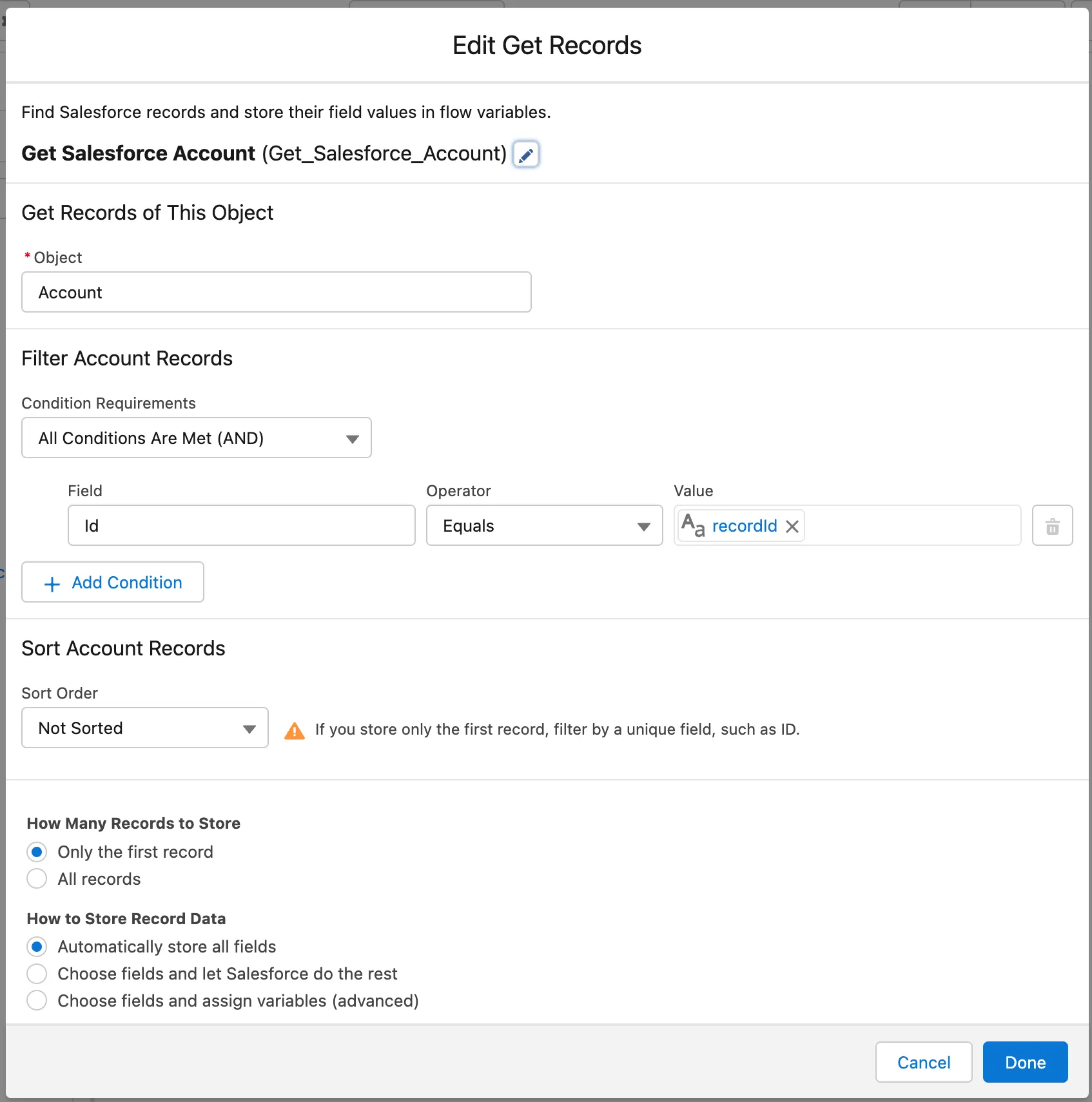 Get Salesforce Account - Detail View