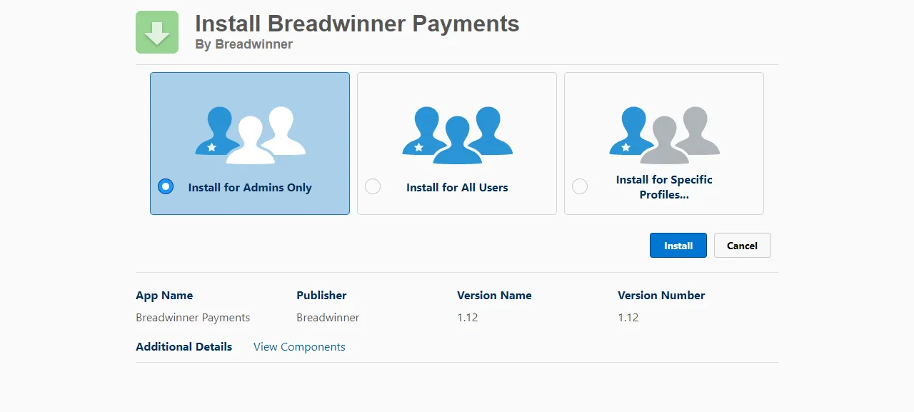 Install for Admins Only when prompted during Install