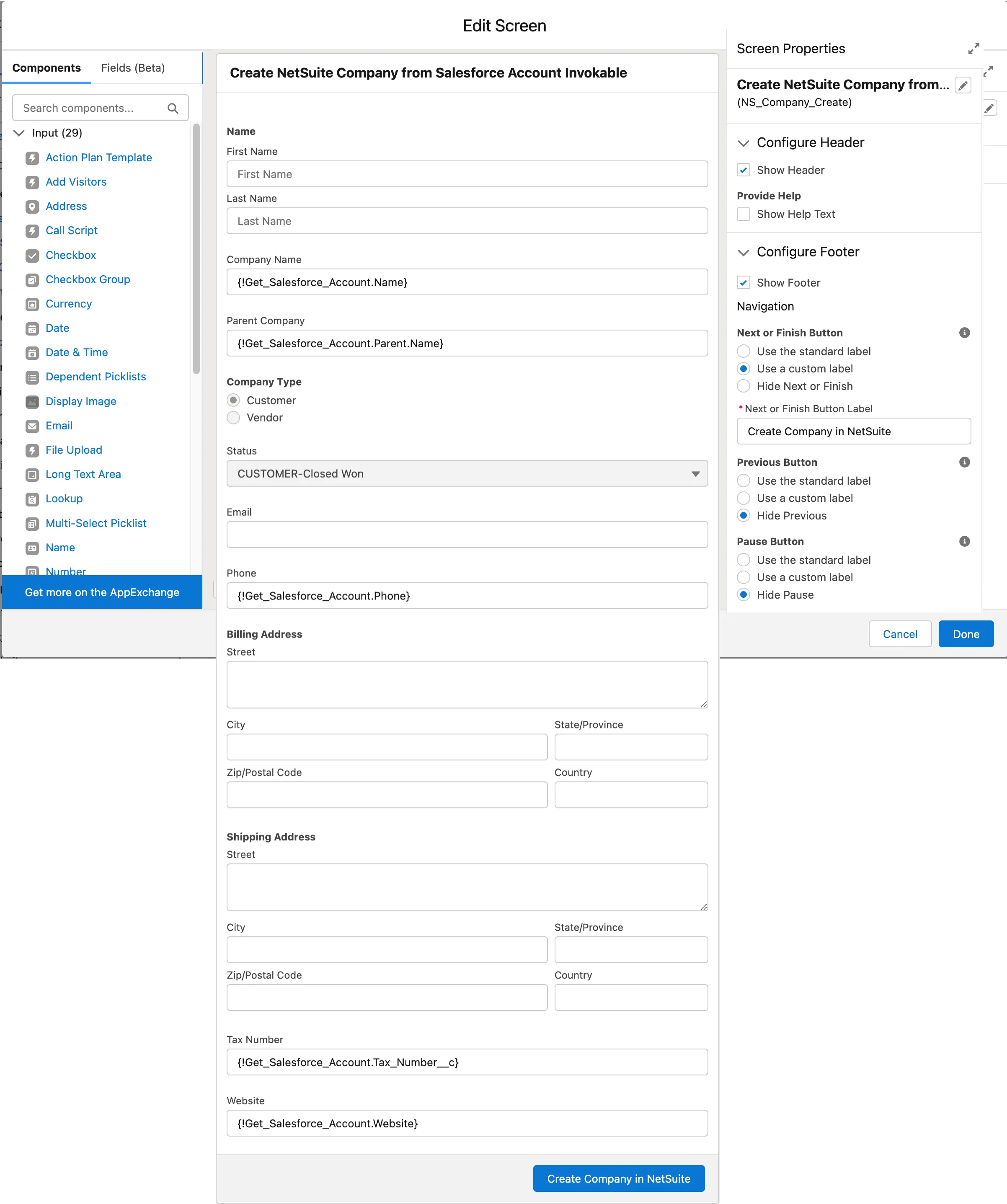 Account Confirmation Screen - Detail View