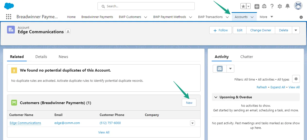 Create New Customer Button Create New Customer Button