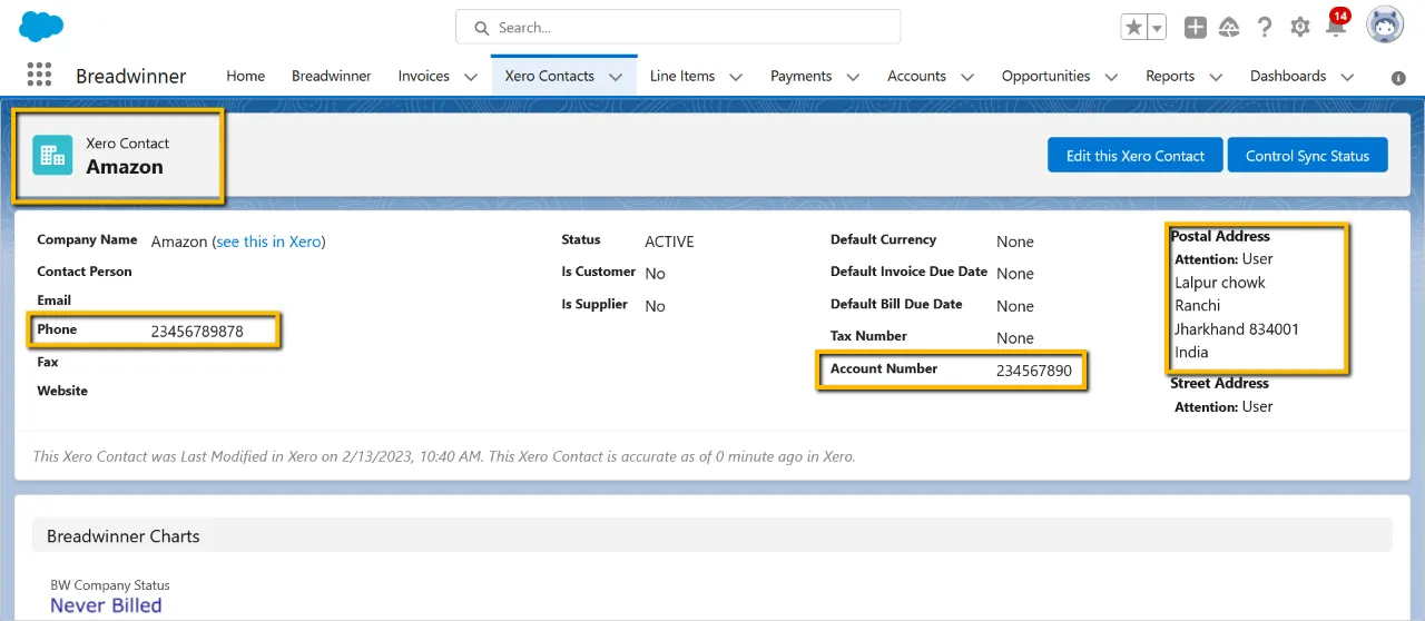 Xero Contact creation