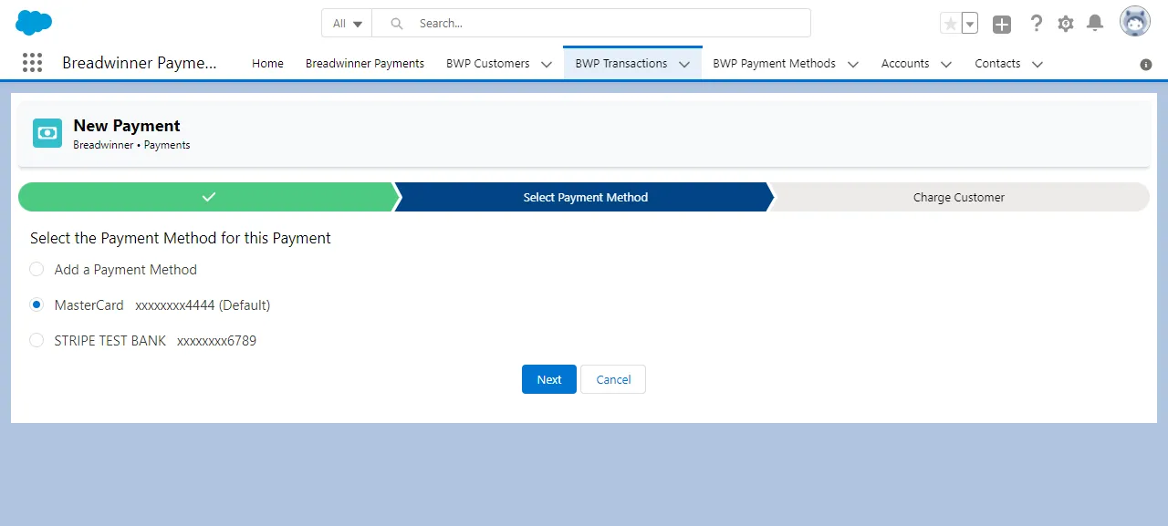           Payment Method Selection