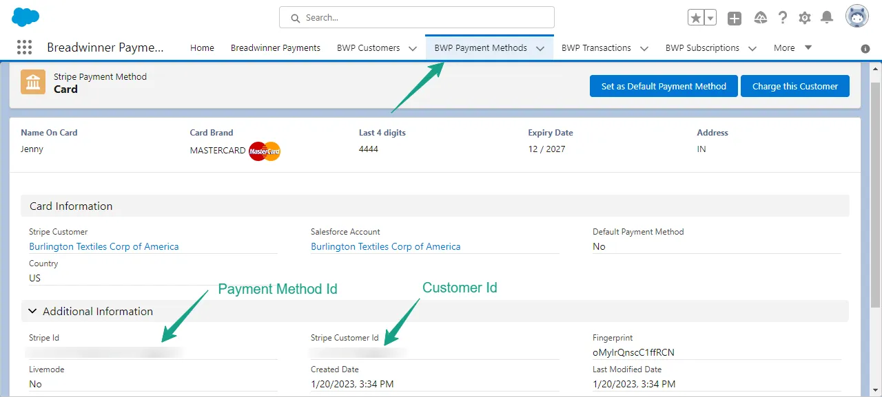 Payment Method Details