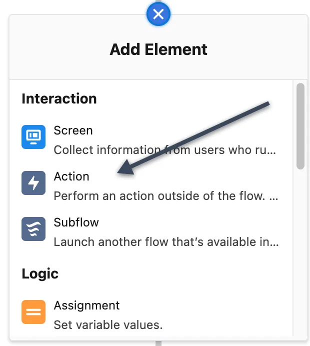 Adding an Action to the Flow