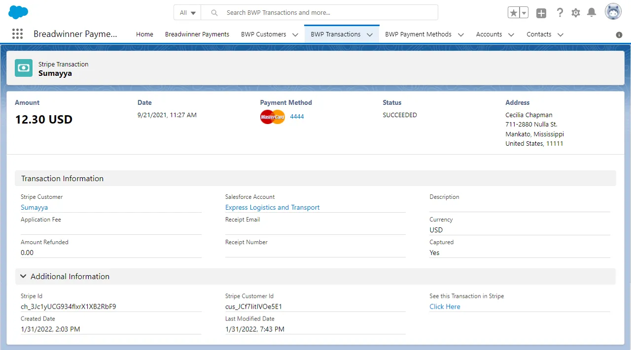 Transaction Record View