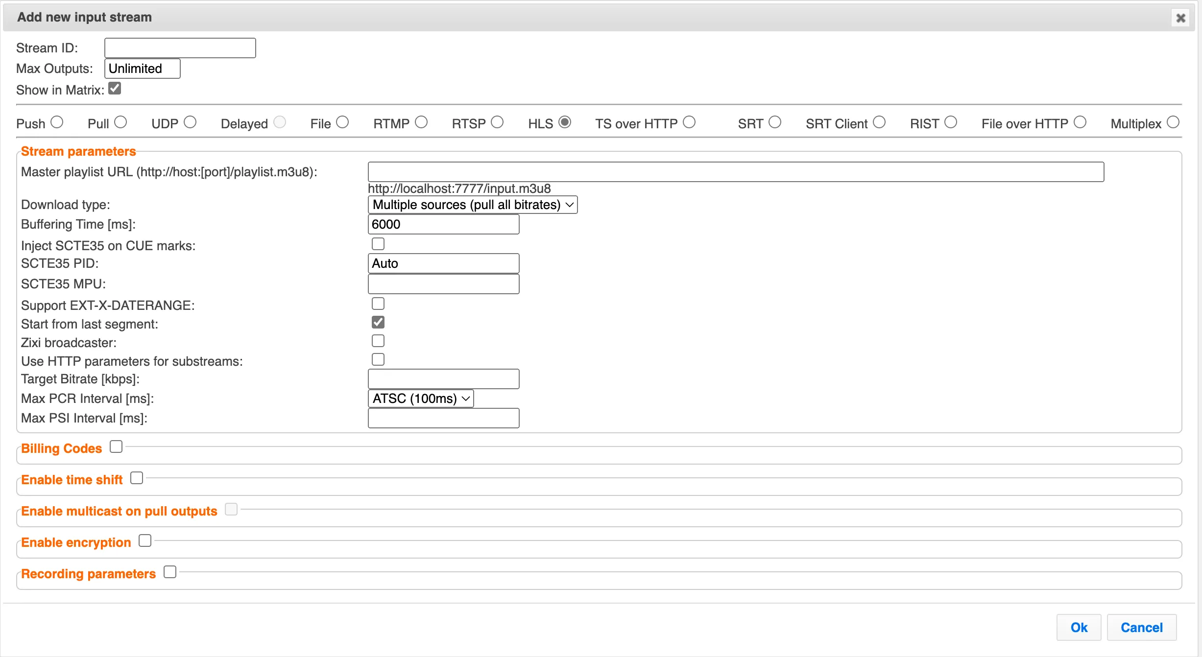 New HLS Input