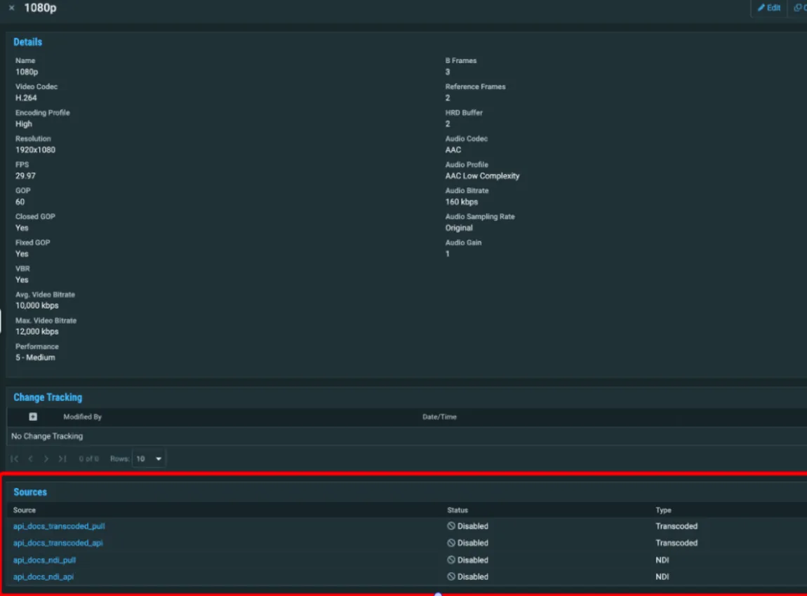 Sources Using a Transcoding Profile Sources Using a Transcoding Profile