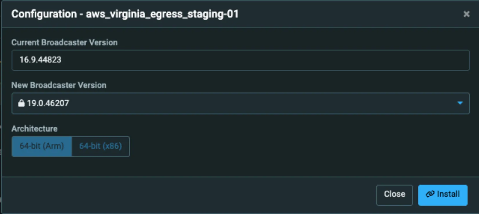 Select New Broadcaster Version
