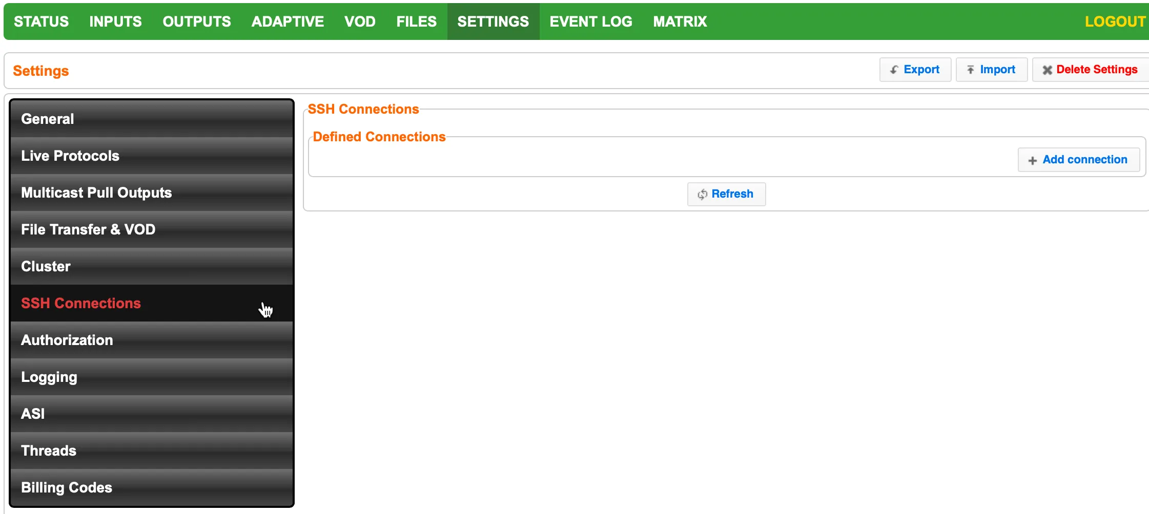 SSH Connection Settings