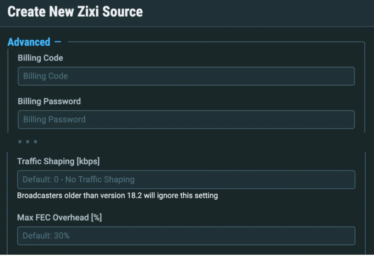 FEC and Traffic ShapingFrame Thinning for Zixi Sources and Targets FEC and Traffic ShapingFrame Thinning for Zixi Sources and Targets