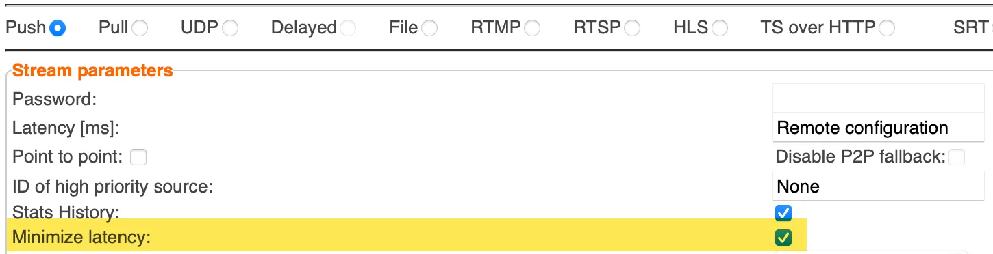 Minimize Latency checkbox