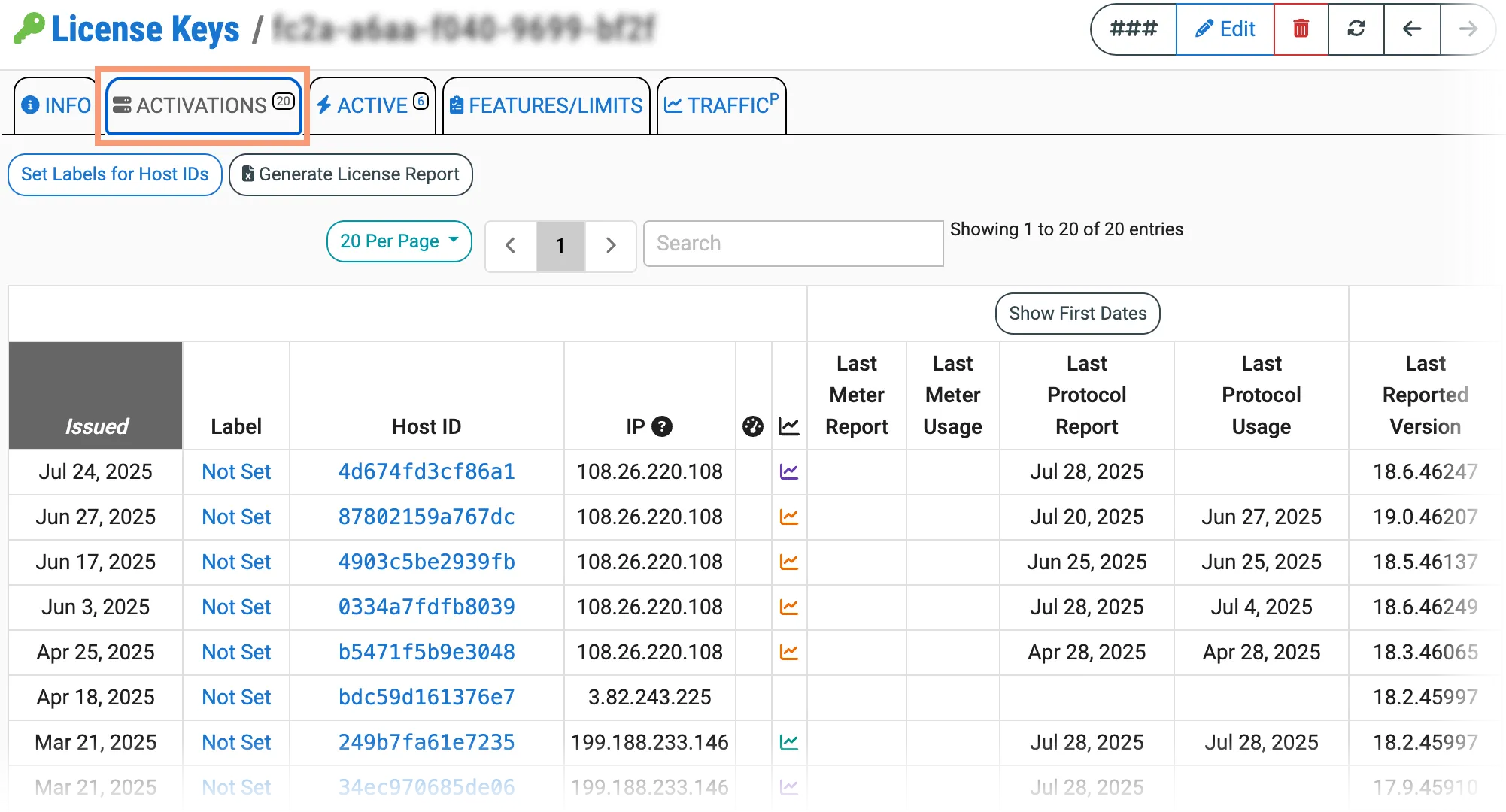 License Key Activations