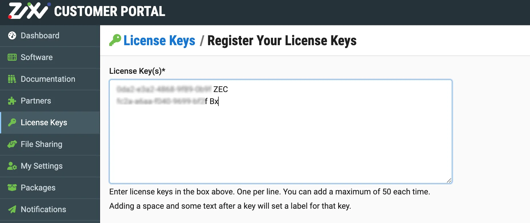 Register License Keys