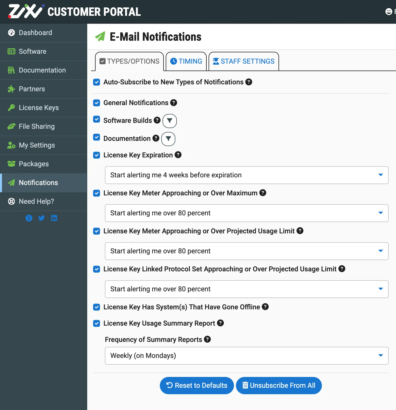 Notifications Section Notifications Section