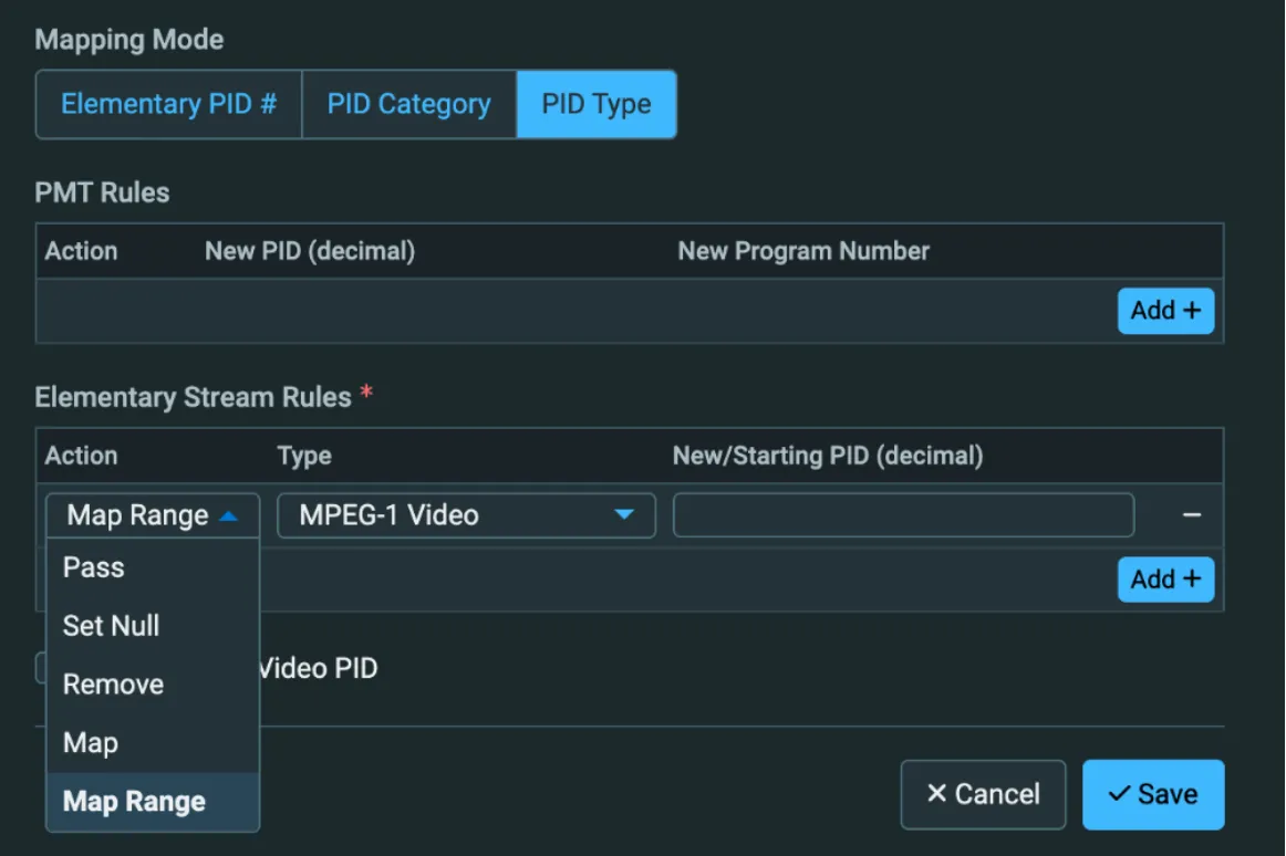 Map Range for PID Mapping Map Range for PID Mapping
