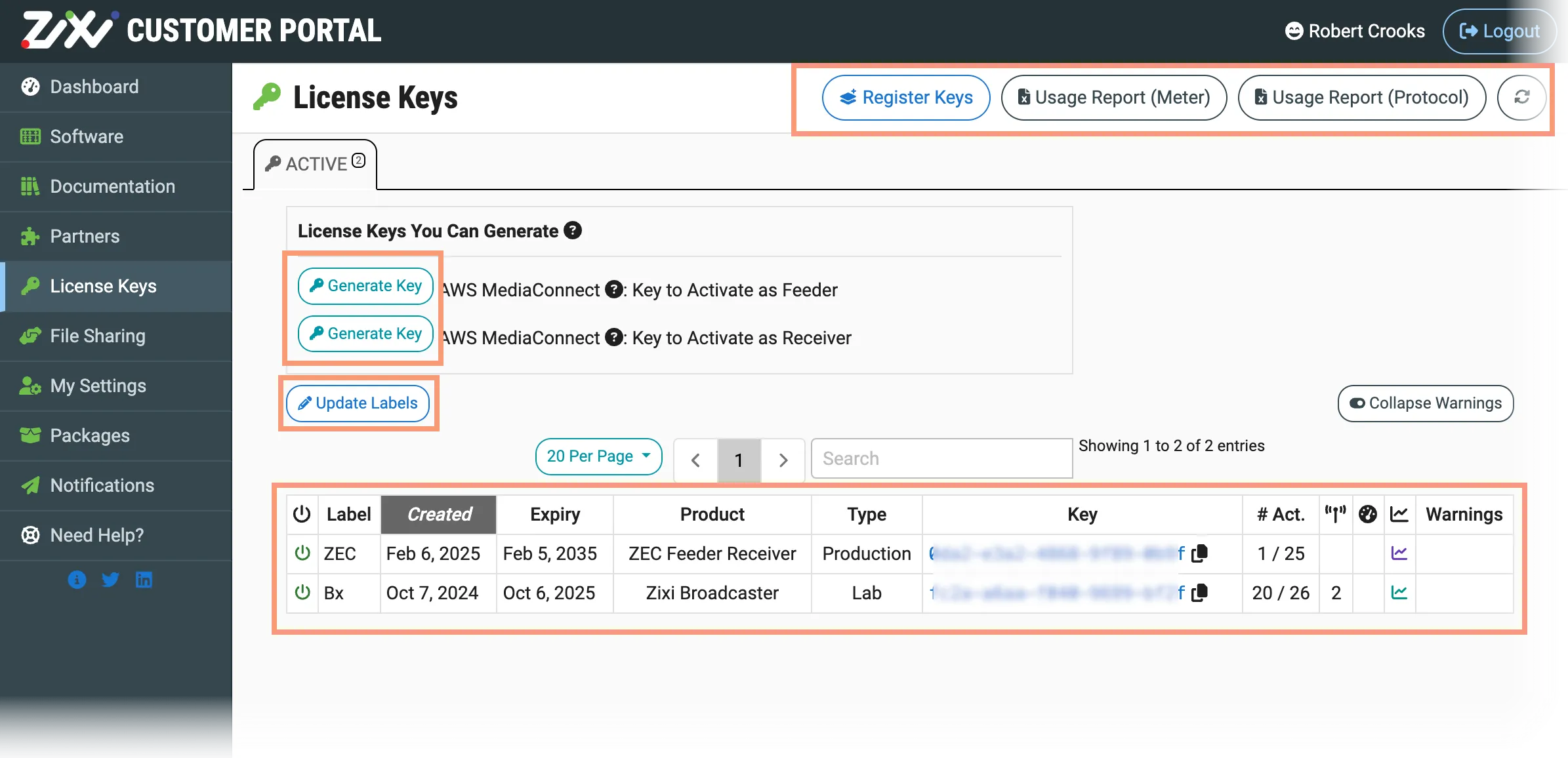 License Key Section