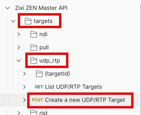 Create UDP/RTP Target