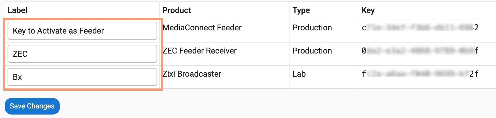 Edit License Key Labels