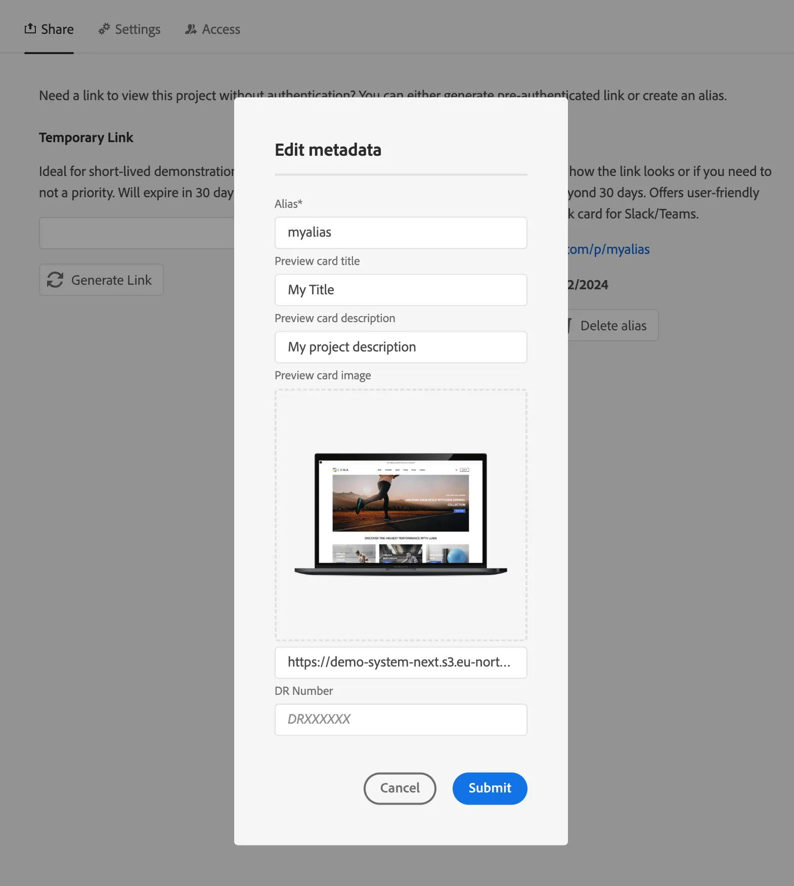 Alias details form