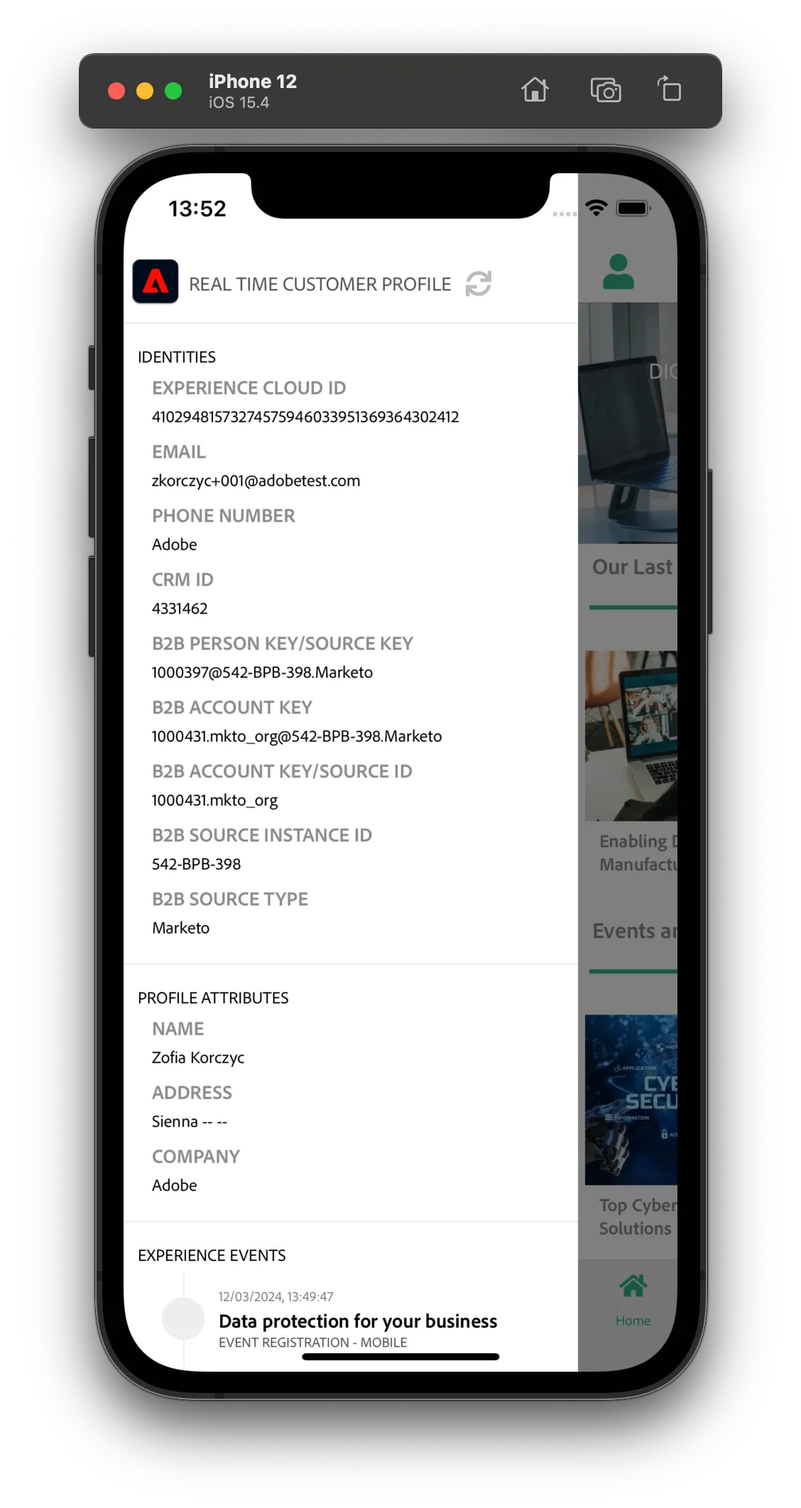 Profile View after succesfull registration