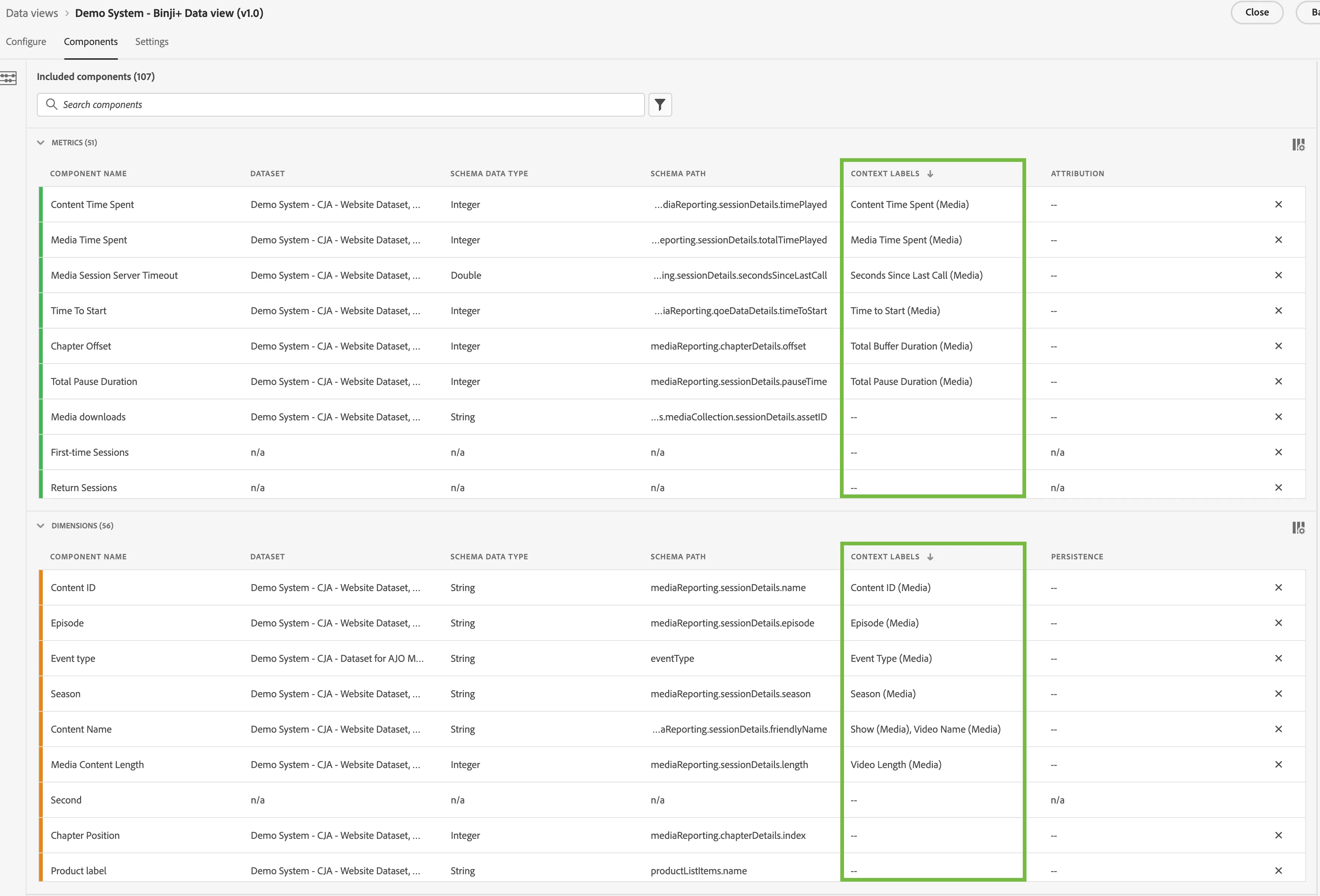 Binji+ Data view