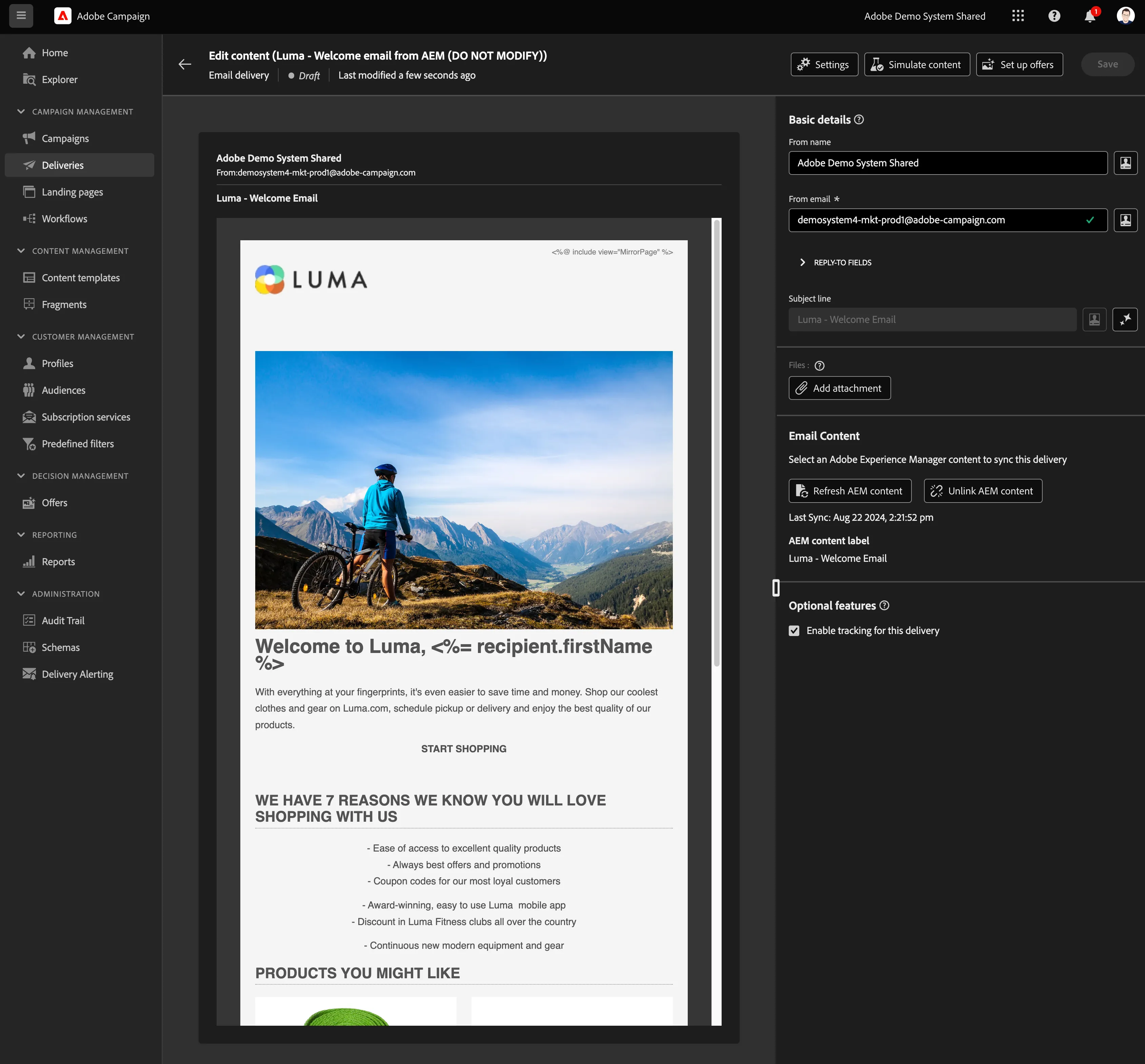 Retail - Luma AEM email template example Retail - Luma AEM email template example