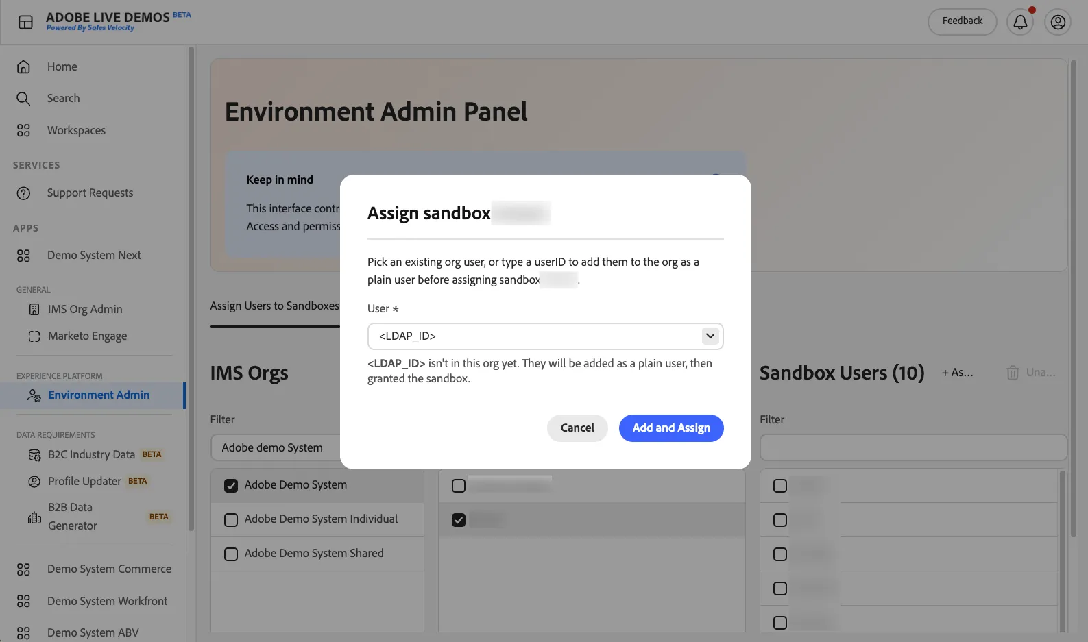 Environment Admin - Assign user