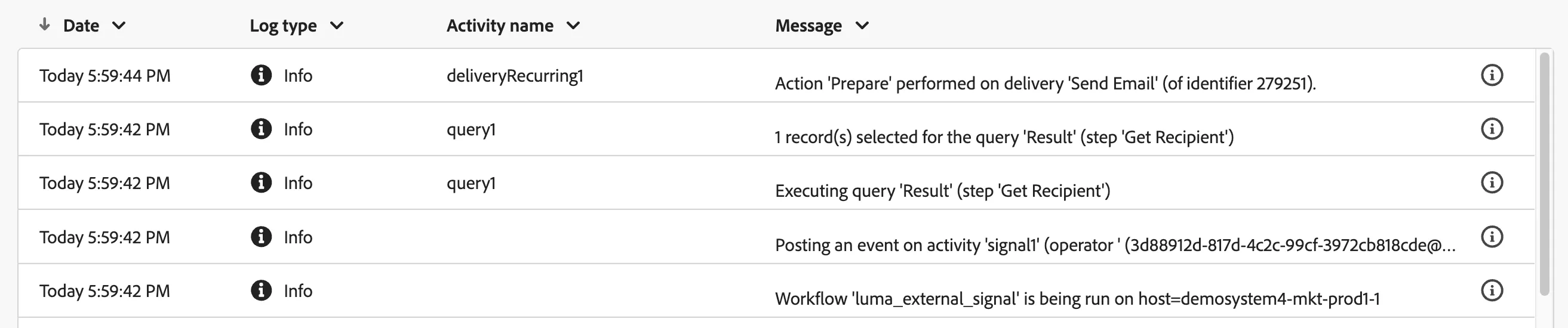 Workflow Logs