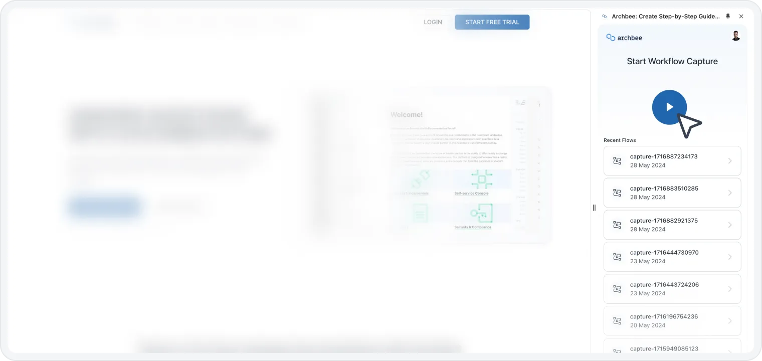Start workflow capture Start workflow capture