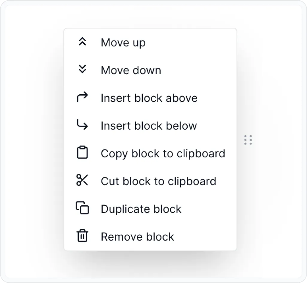 Block menu Block menu