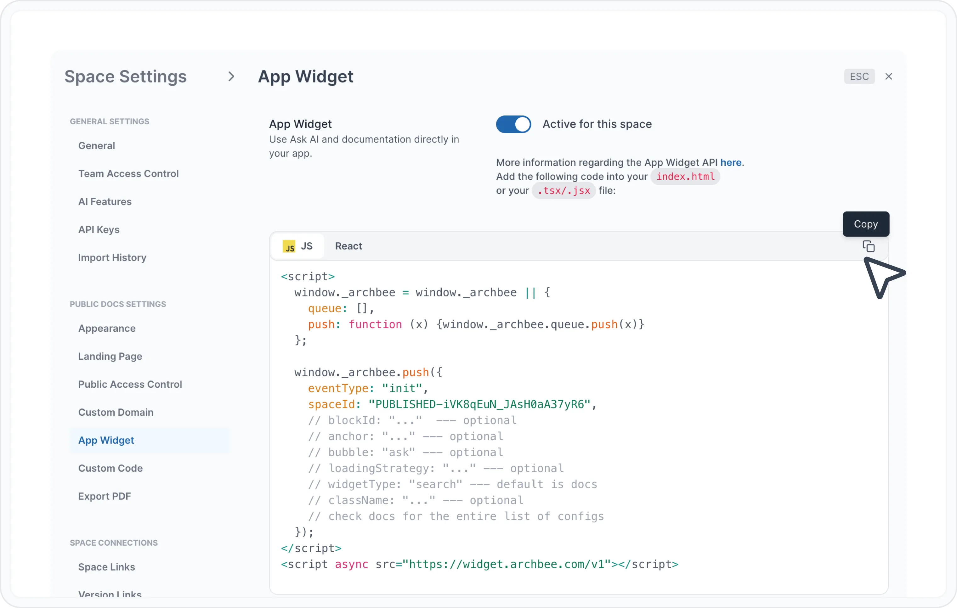 Copy app widget code Copy app widget code