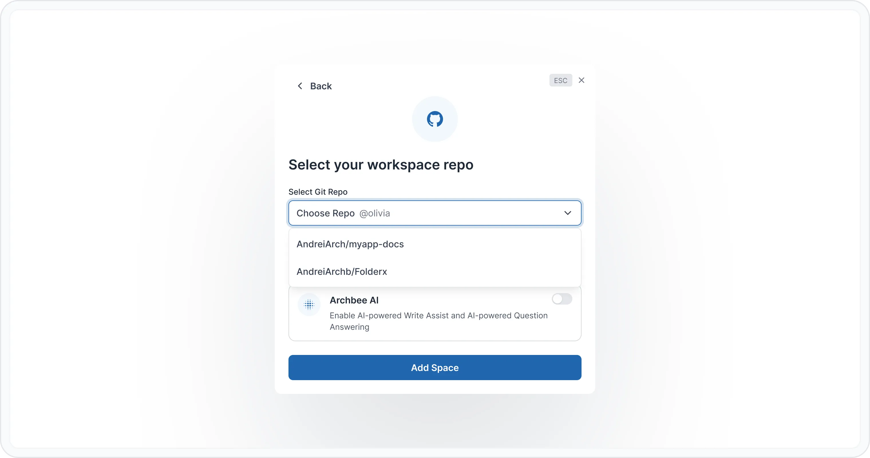 Select GitHub repo Select GitHub repo