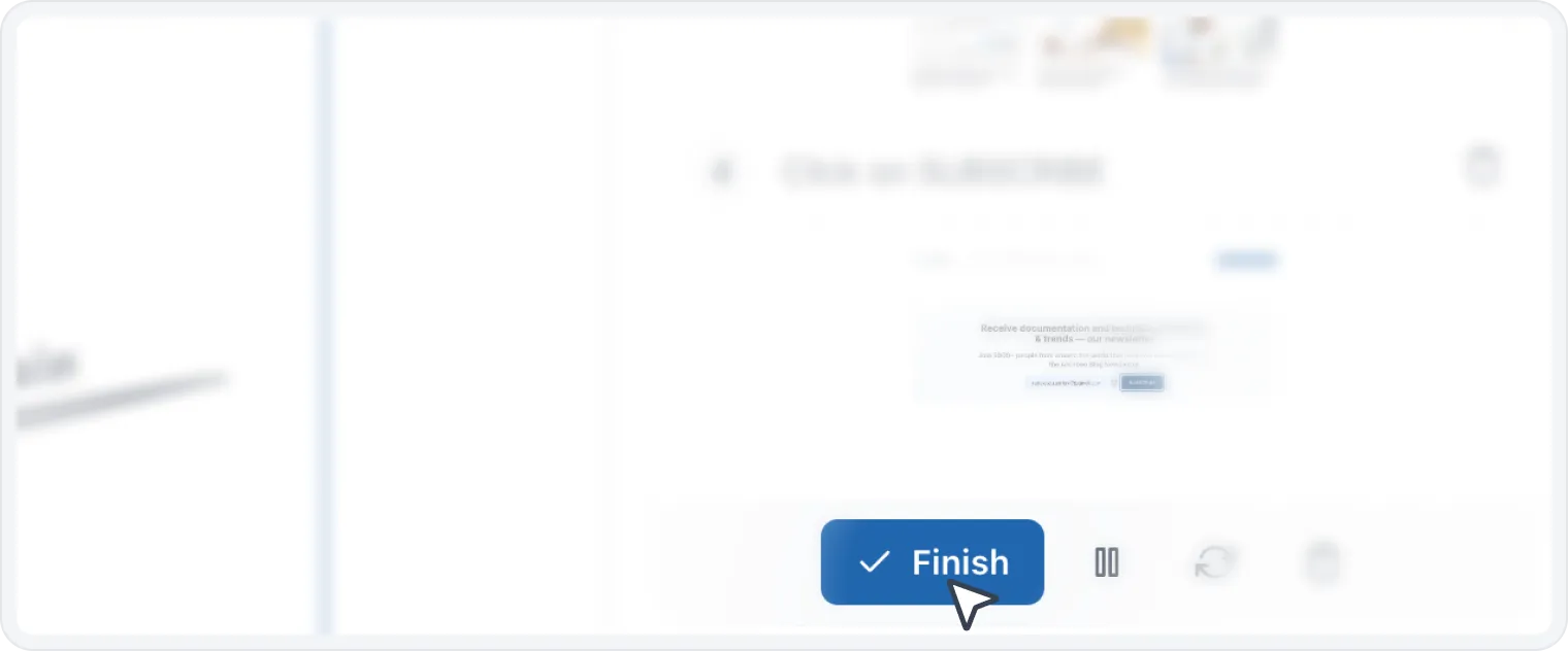 Finish button Finish button