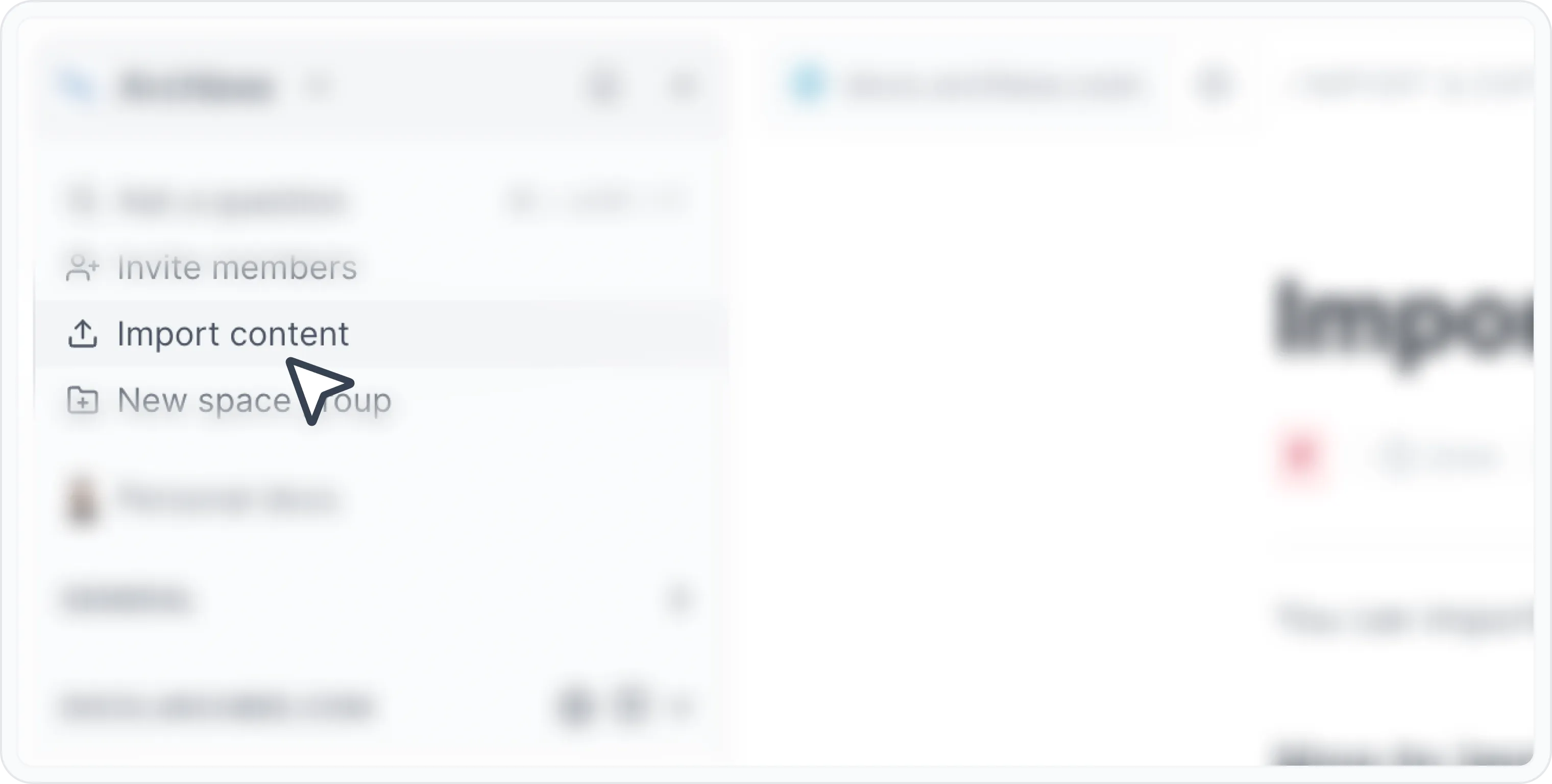 Import content button Import content button