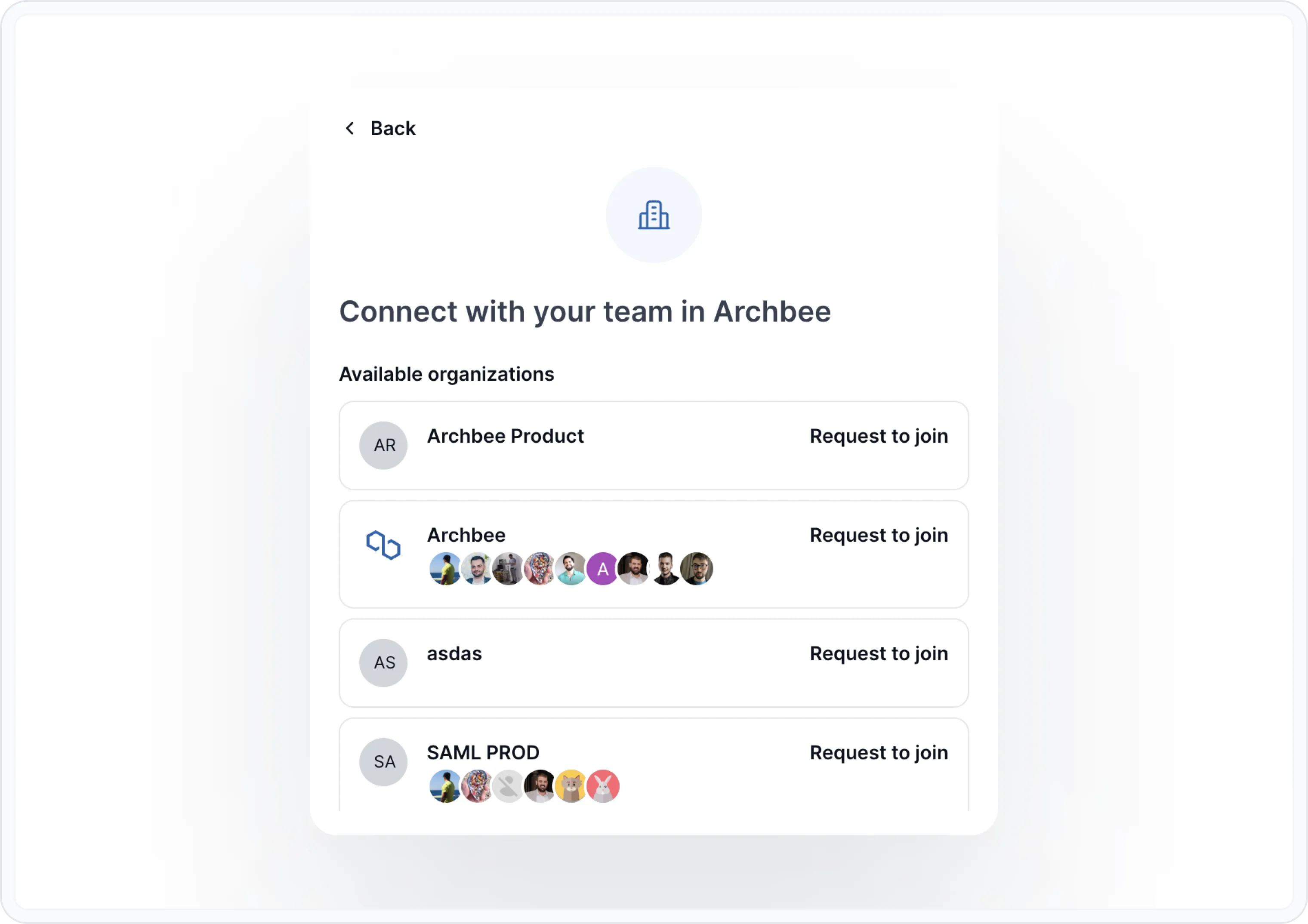 Available organizations Available organizations