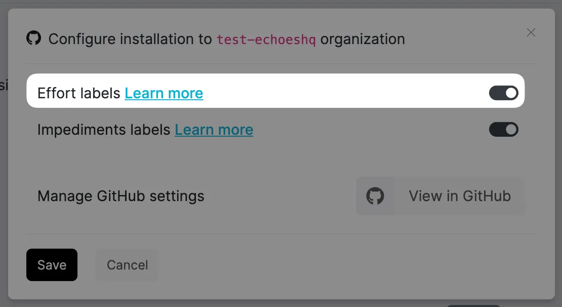 Enabling effort labels