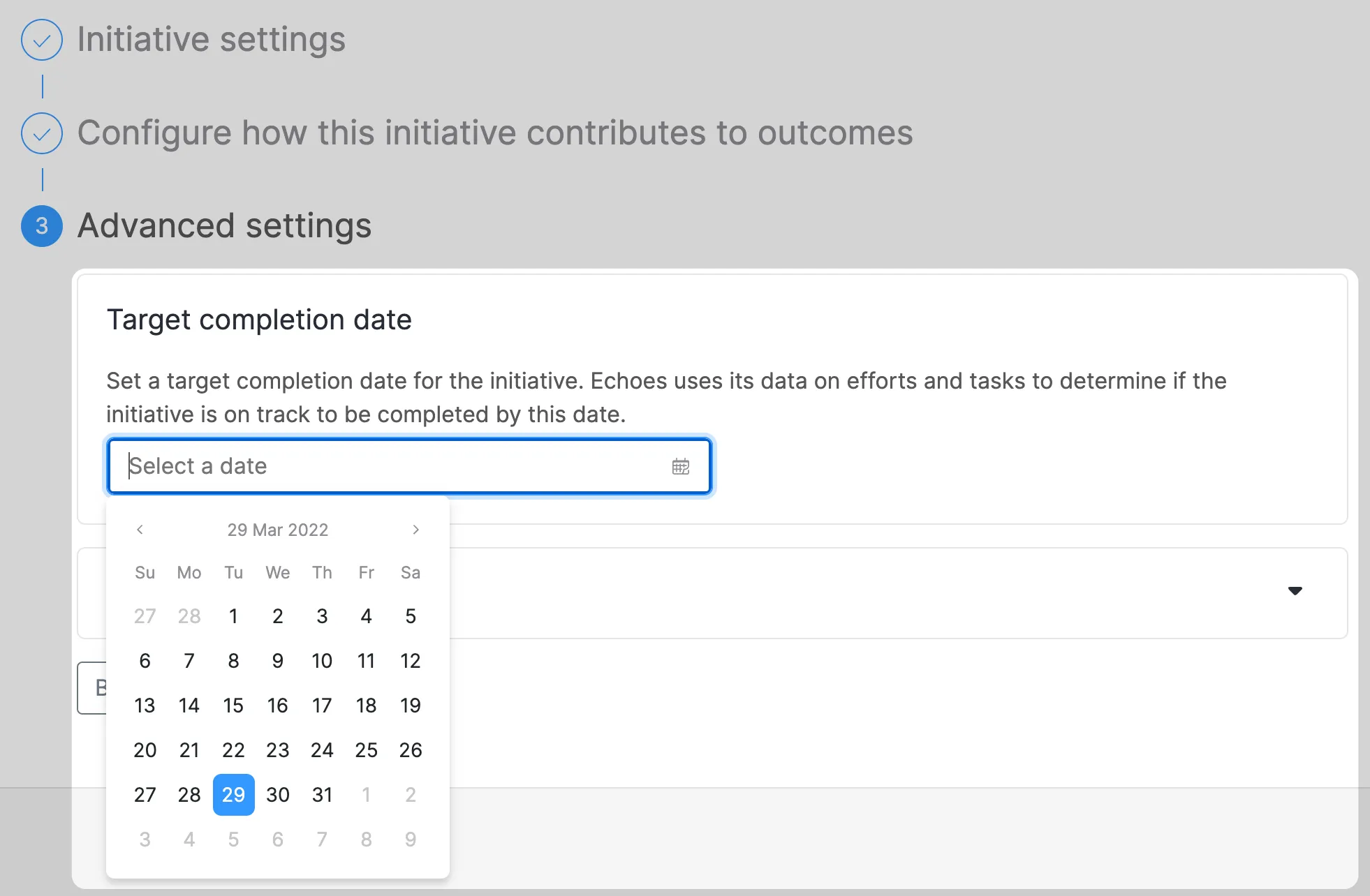 Setting the target completion date for an initiative Setting the target completion date for an initiative