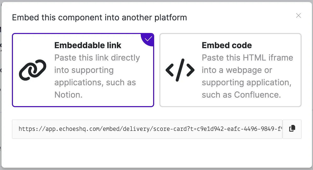 Embed options