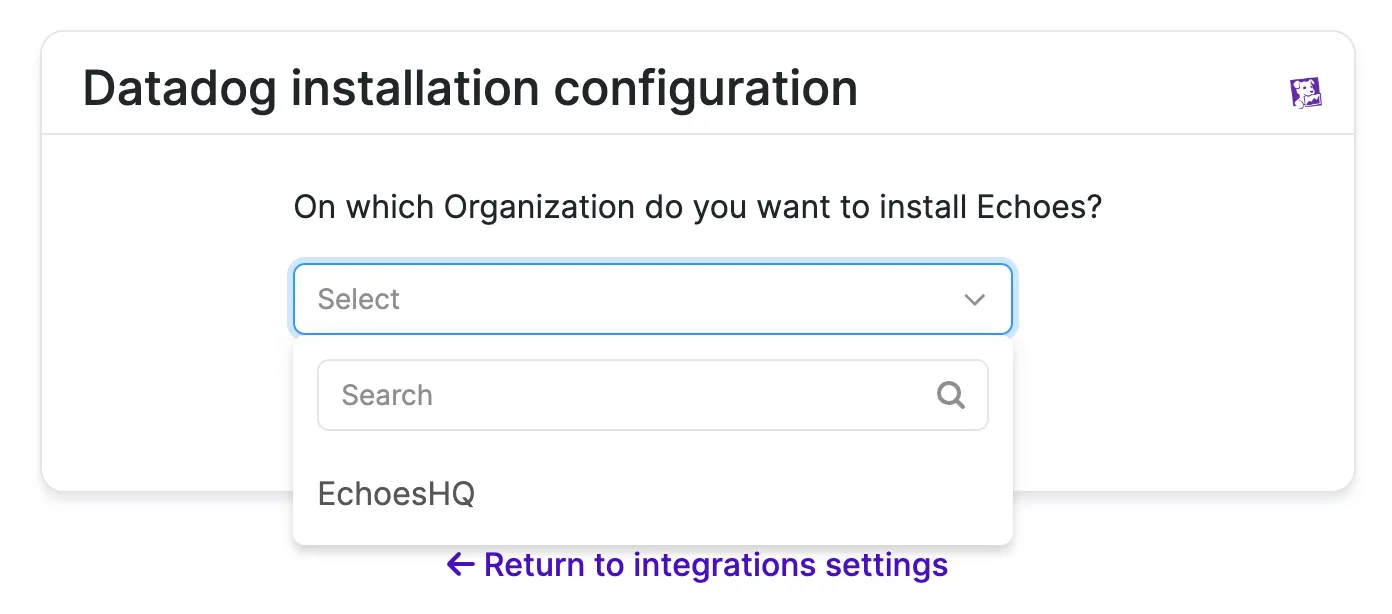 Datadog organization selection Datadog organization selection