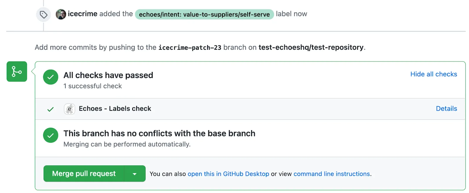 Labelling a GitHub pull request with its intent