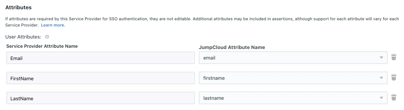 SAML attributes SAML attributes
