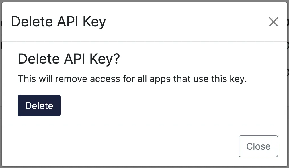 Confirm API Key deletion