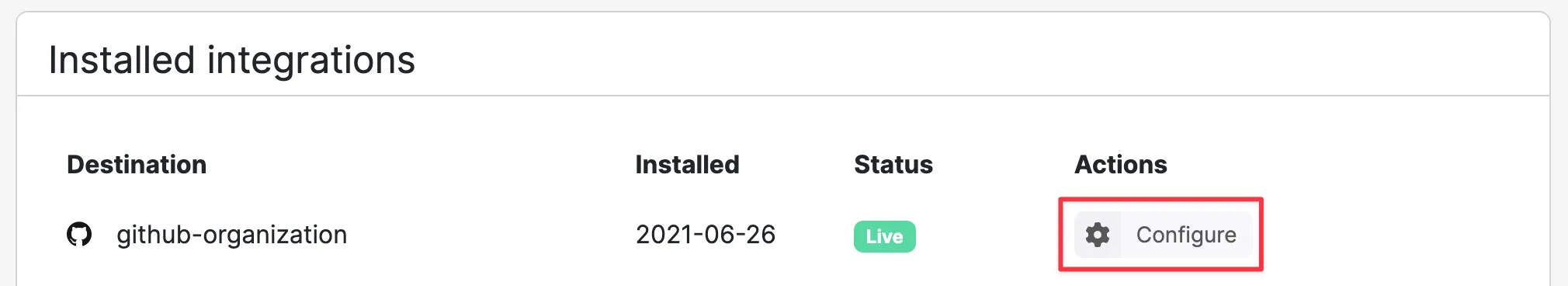 Configuring an installation