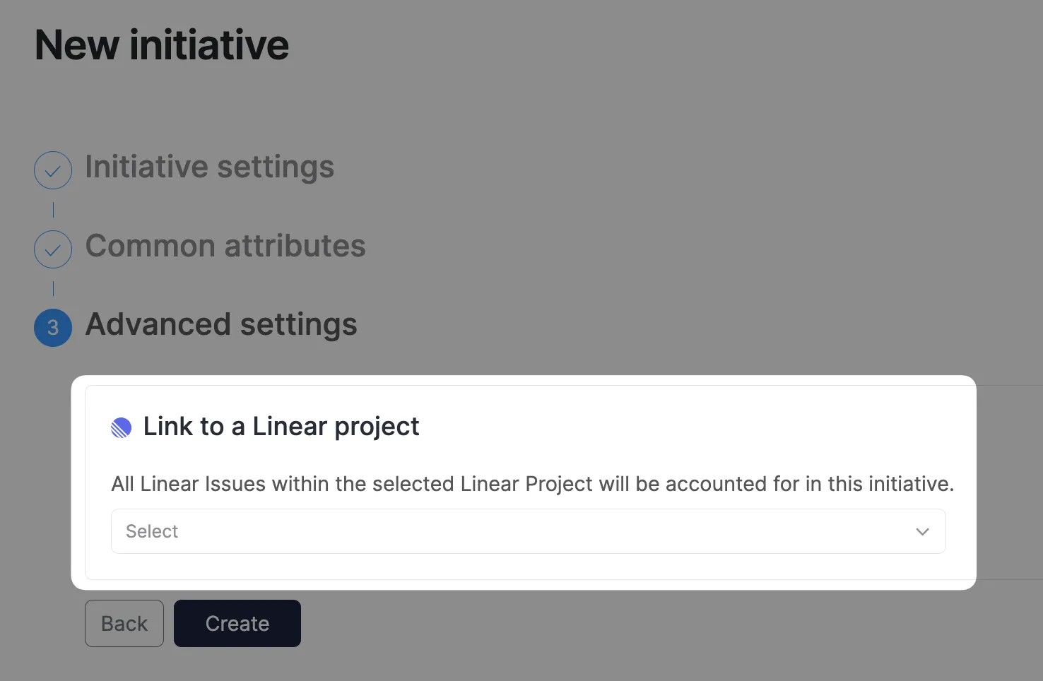 Linking an initiative to a Linear project