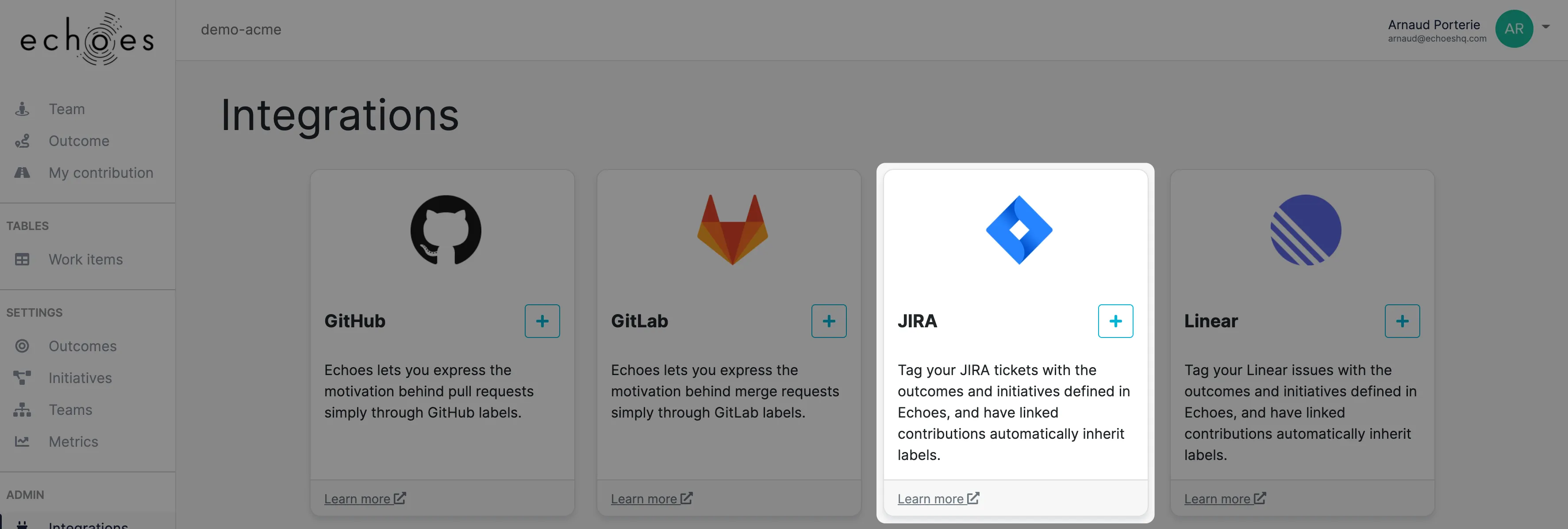 Echoes integrations Echoes integrations